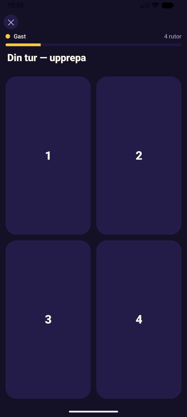 Four numbered squares in Sequence Memory
